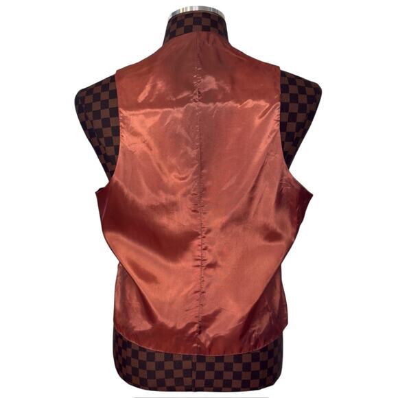 Reversible Mens Navy Blue/Grey/Burnt Orange Vest Gold Buttons Size Medium Preppy - Picture 13 of 15